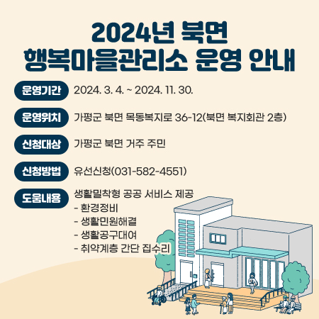 2024년 북면 행복마을 관리소 운영 안내 